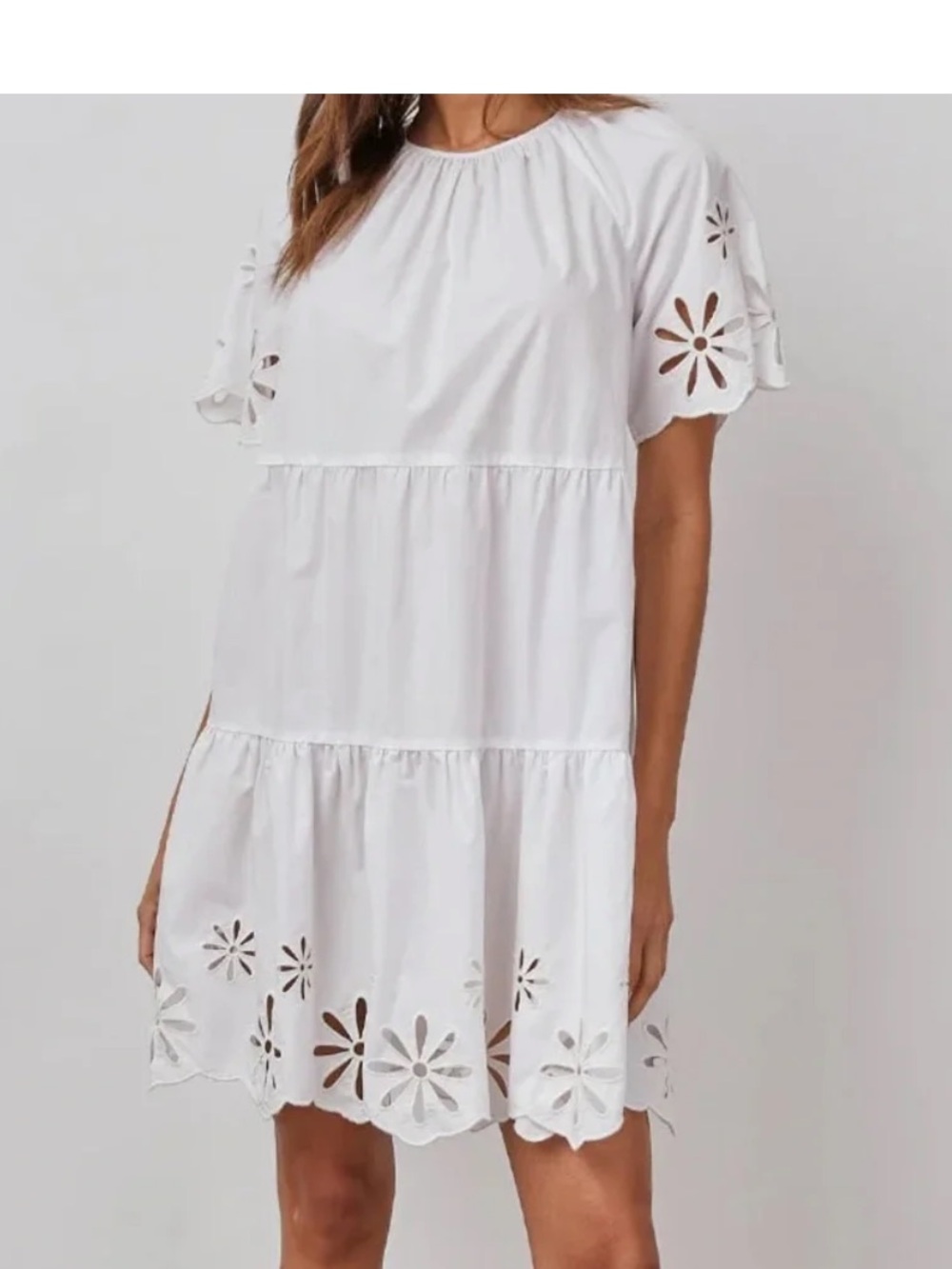 Rails White Eyelet Tiered Mini Dress